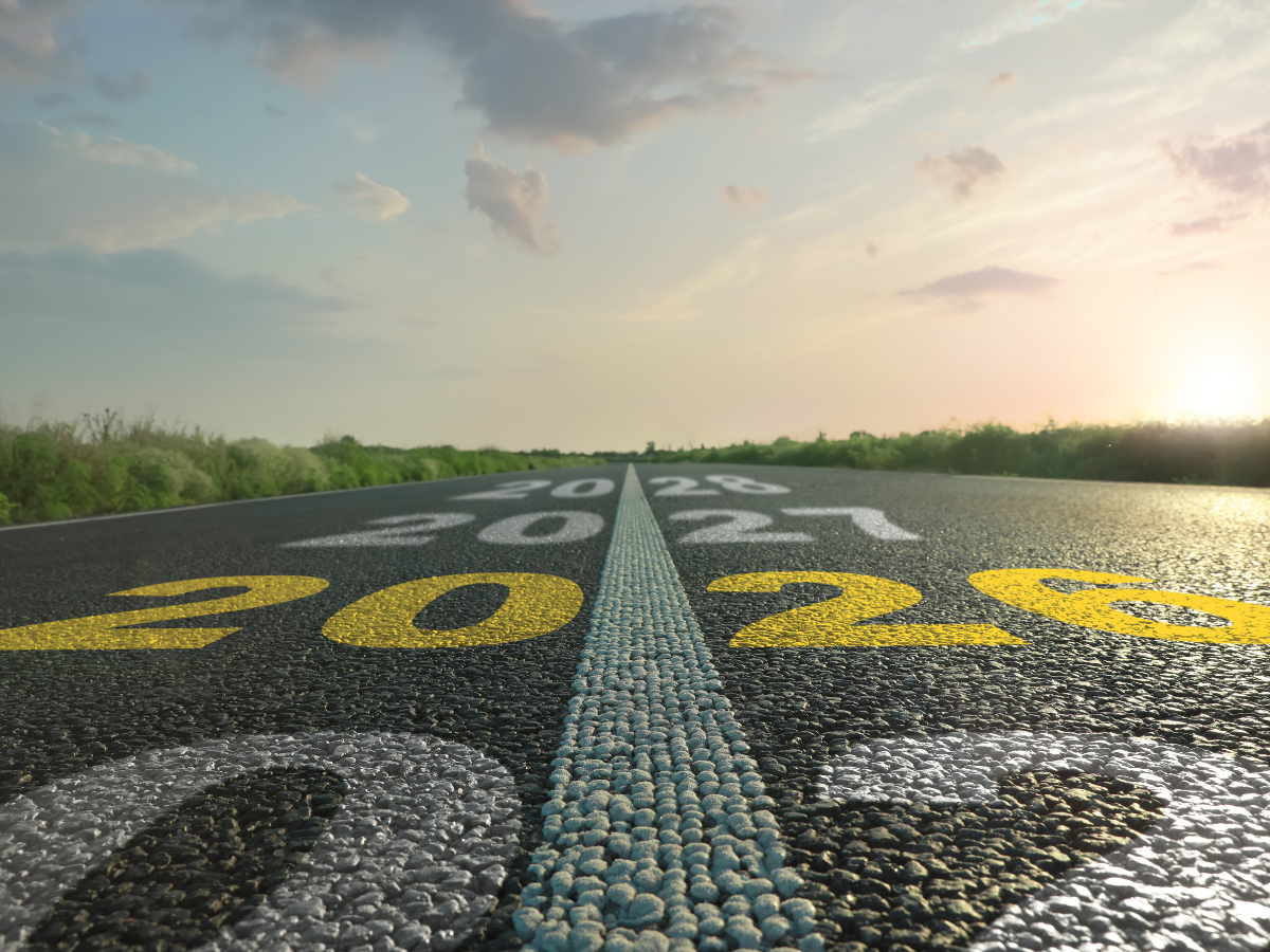 picture of a road with dates ahead on